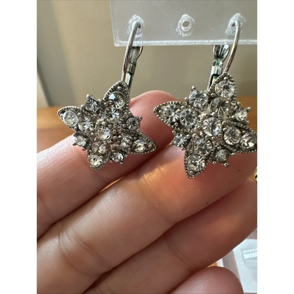 5 Pair Vintage Rhinestone Pierced Earrings Fashion Costume